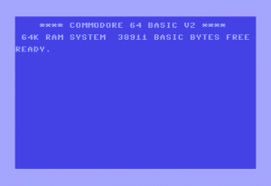 Commodore 64:sen käyttöjärjestelmän aloitusnäkymä