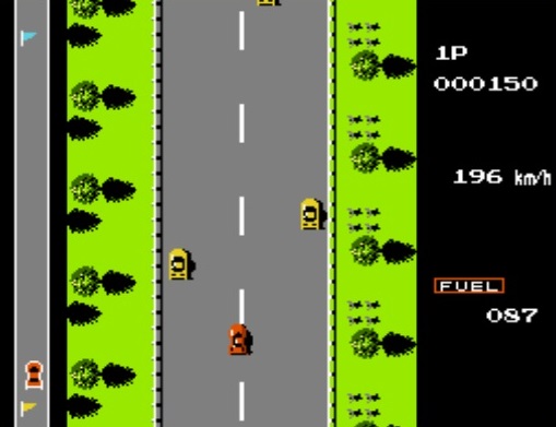 Road Fighter NES Moottoritie
